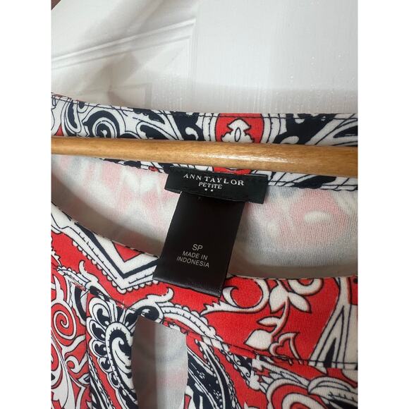 Ann Taylor Orange Navy Keyhole Paisley Sleeveless Maxi Dress Small Petite SP - Picture 3 of 6